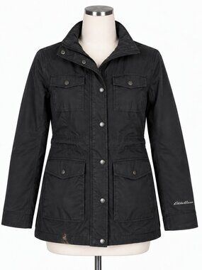 Eddie Bauer Westbridge Parka Women's XS Black Utility Jacket Quilted Lined